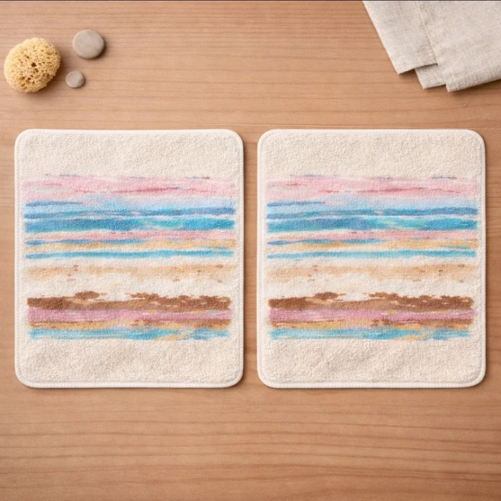 2 VTG JCPenney Brushstrokes Washcloth Set | Made in USA | Boho Southwest Bath